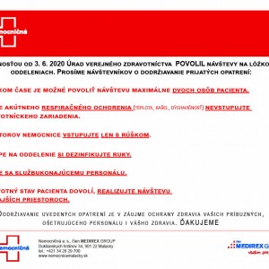 Zoznam opatrení k povoleniu návštev